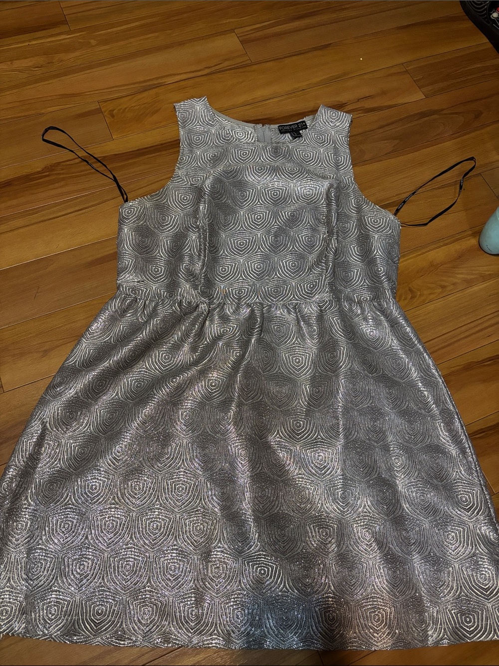 Forever 21 Silver Metallic Sleeveless Mini Dress